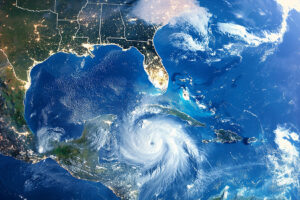 Space view of the hurricane showing the effects of climate chang